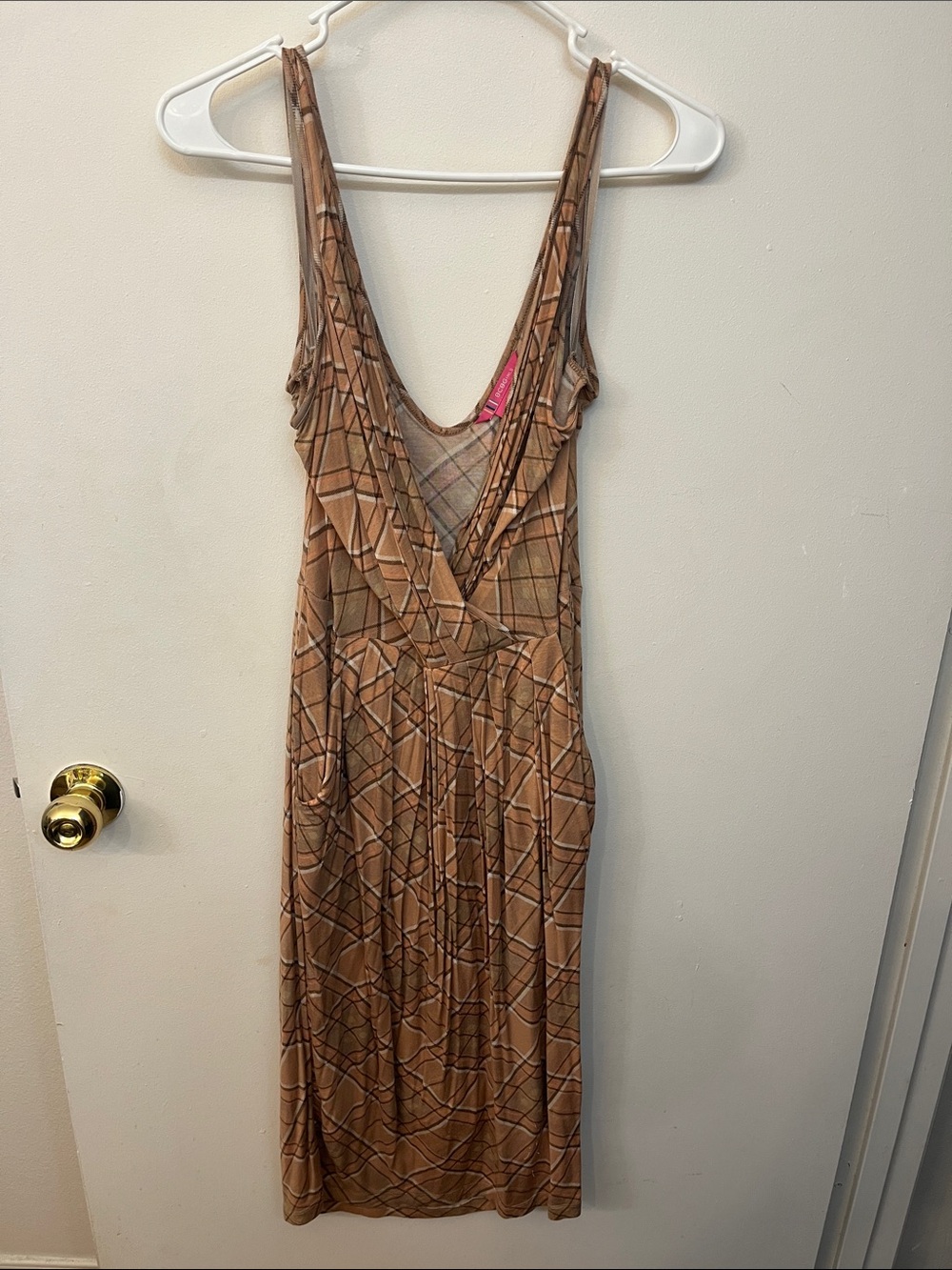 BCBGirls Brown Geometric Wrap Midi Dress